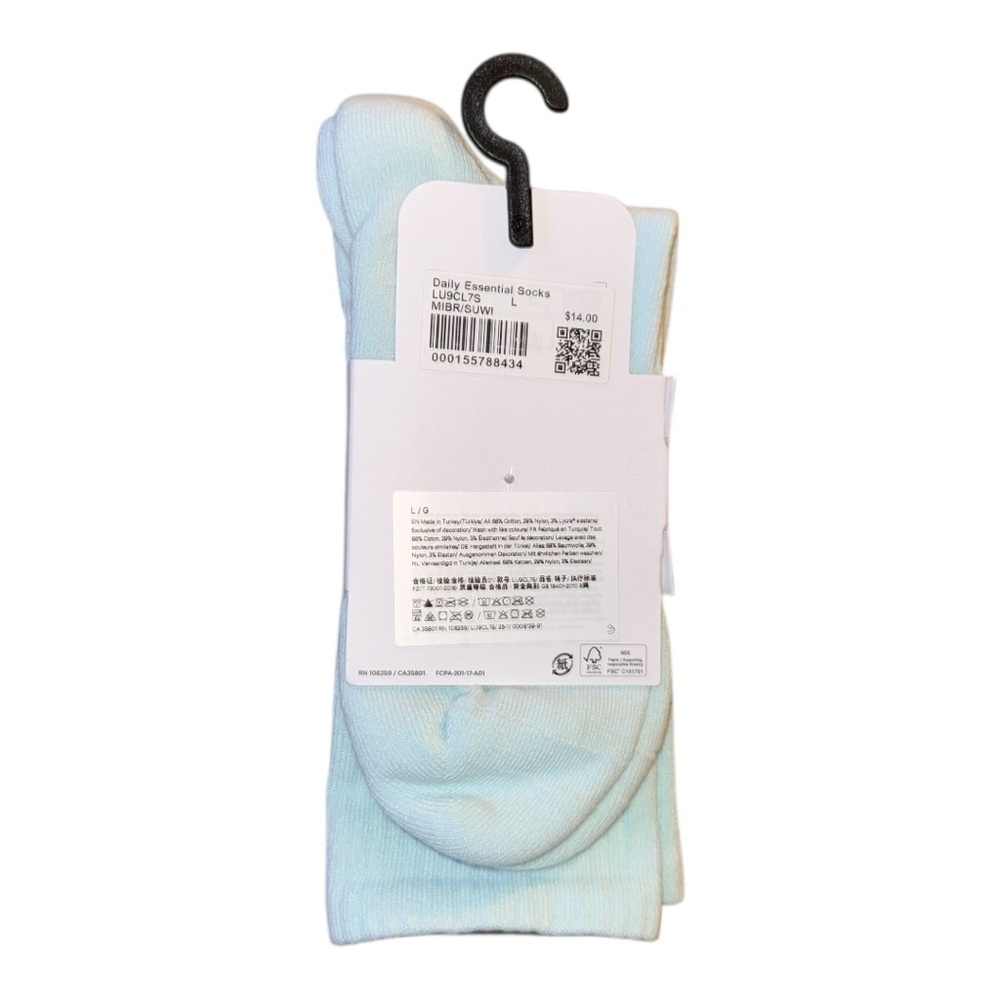 Lululemon Daily Essential Crew Socks Unisex Mint Breeze/Summer Willow Multi Size - Picture 8 of 8